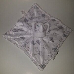 Blankets & Beyond White Gray Elephant Lovey Plush Baby Toy Hearts Blue Eyes